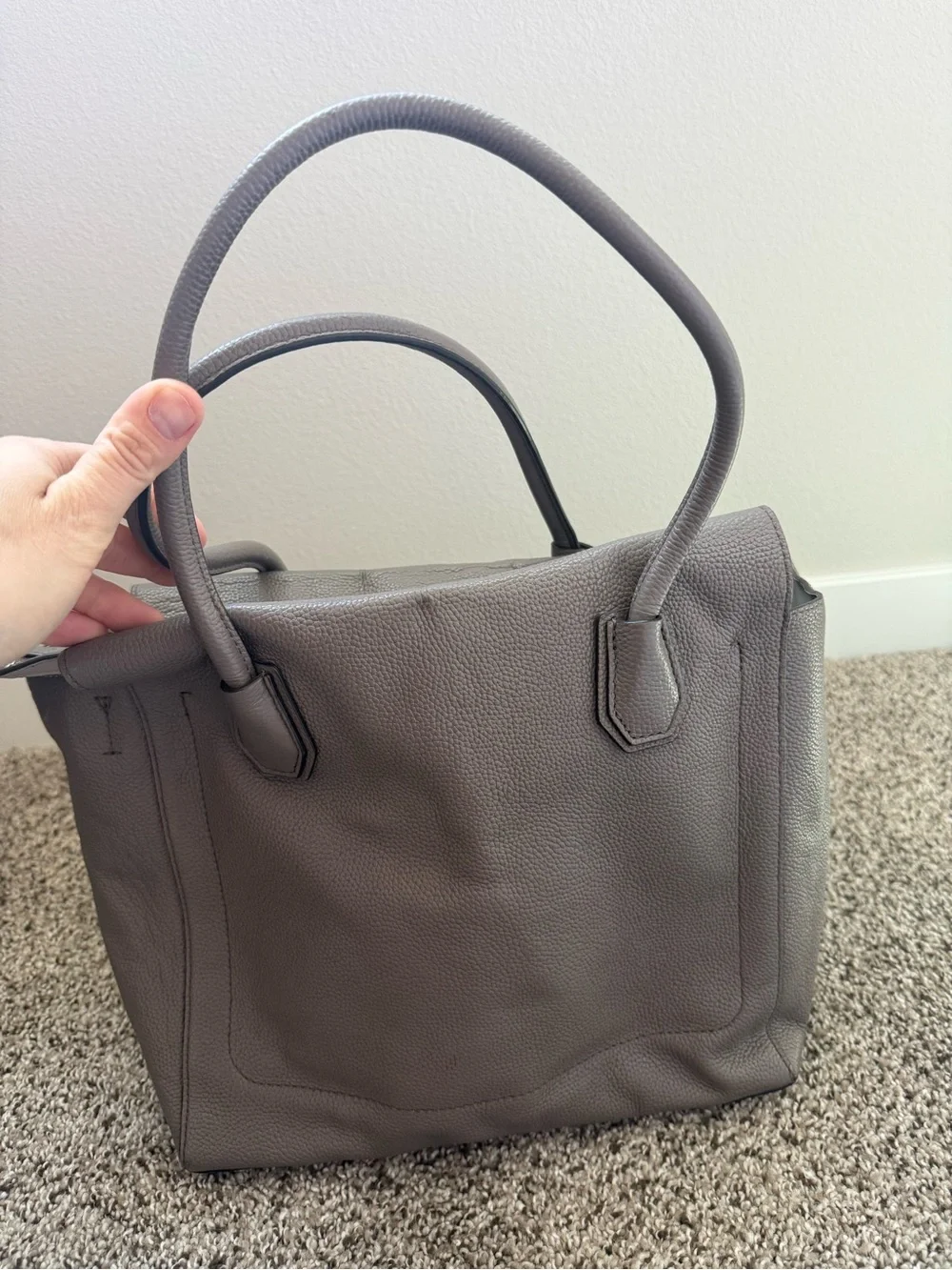 Michael Kors Gray Pebbled Leather Top-Handle Tote